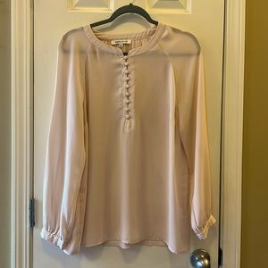Blush color Rose+Olive Blouse. Cover buttons on front and cuff. Like new.